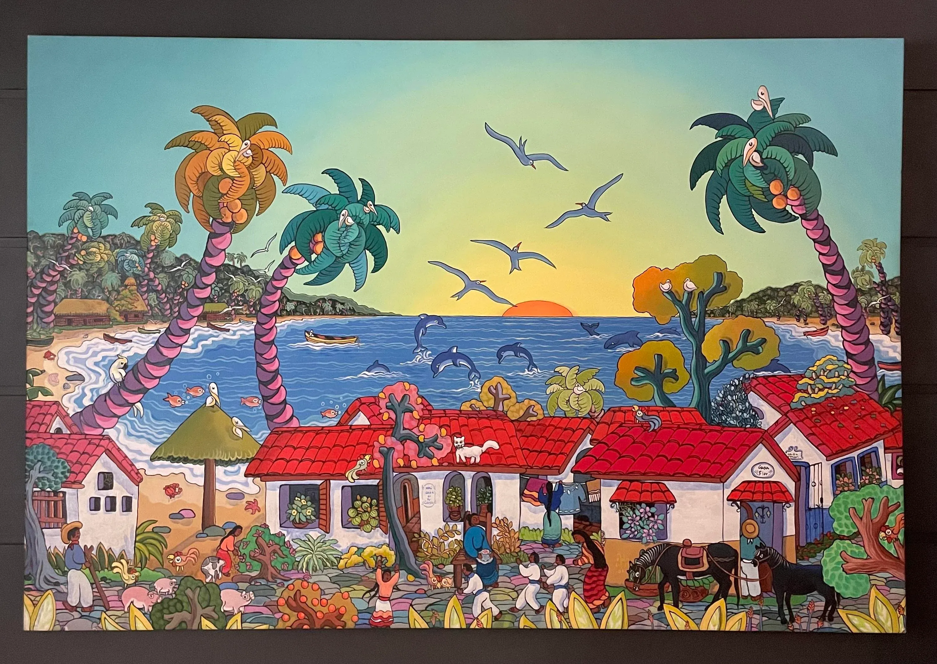 2001 Original Signed Mexican Fine Art Painting on Canvas by Ada