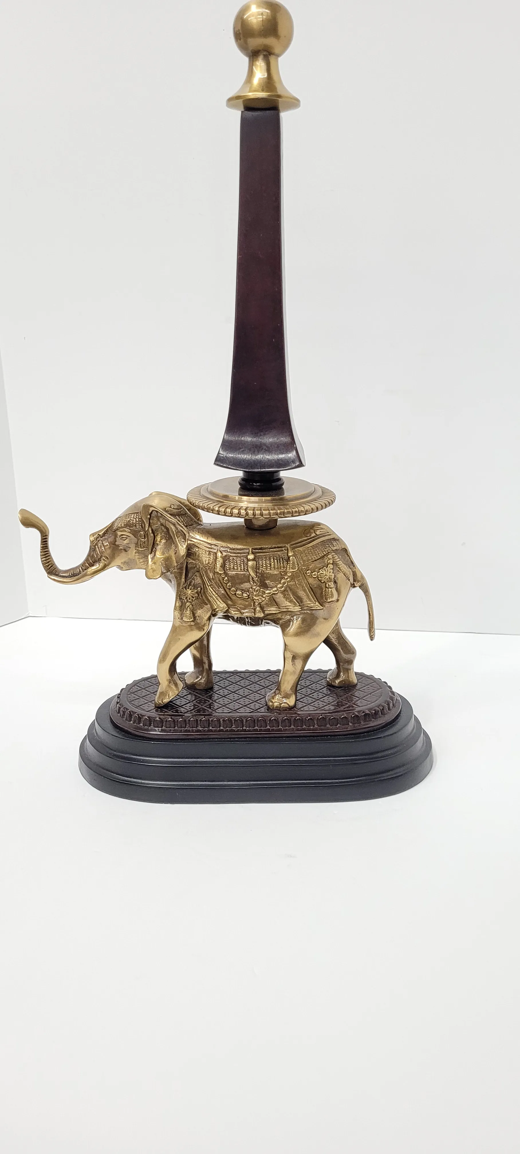 Vintage Brass Elephant Sculpture With Finial 20.5\