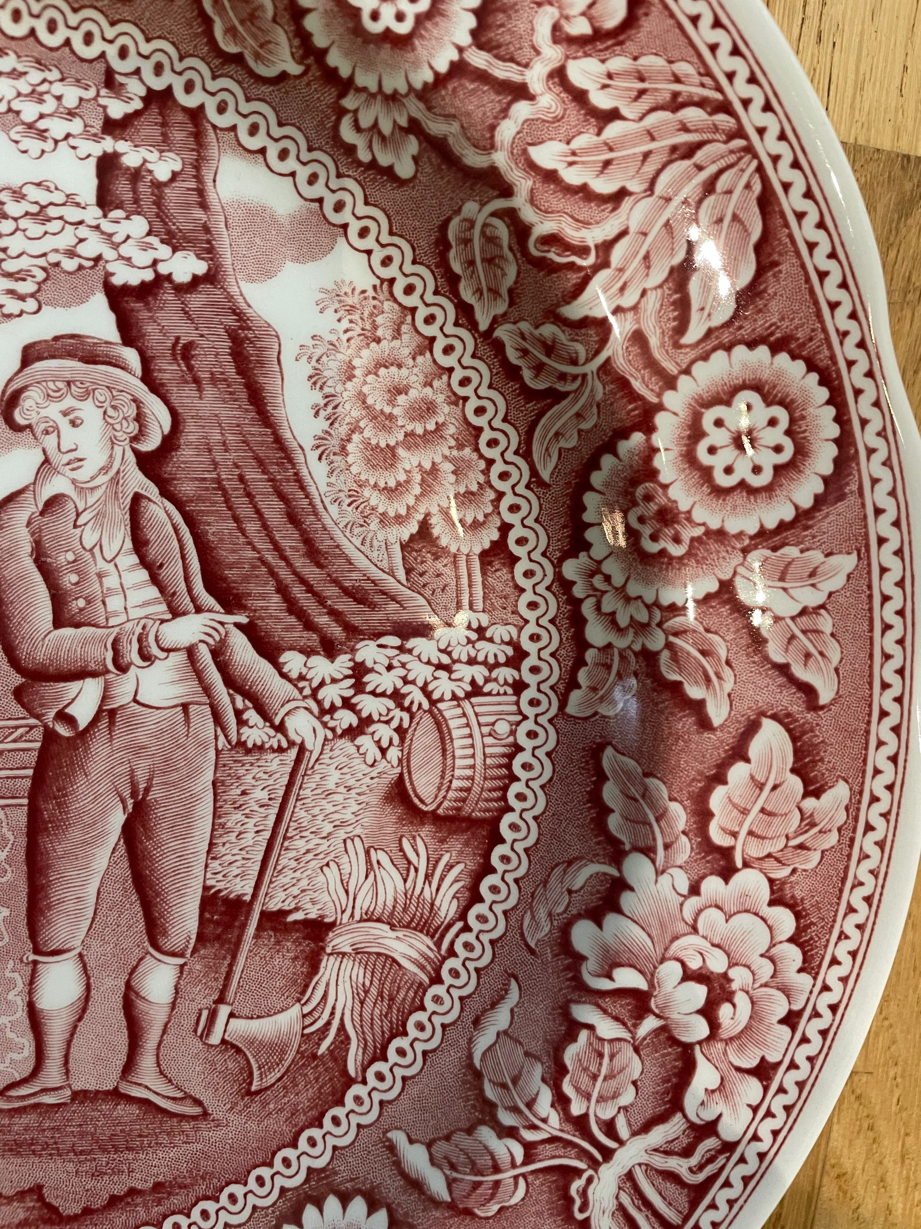 Vintage 1990's Spode Archive Collection Cranberry Transferware