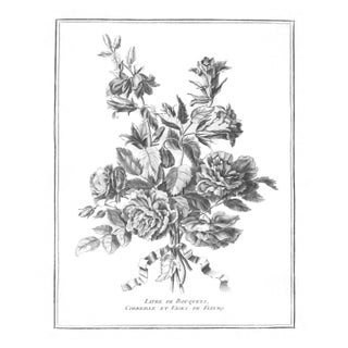 Reproduction French Modern Black and White Floral Print For Sale