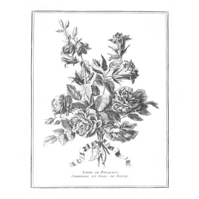 Reproduction French Modern Black and White Floral Print For Sale