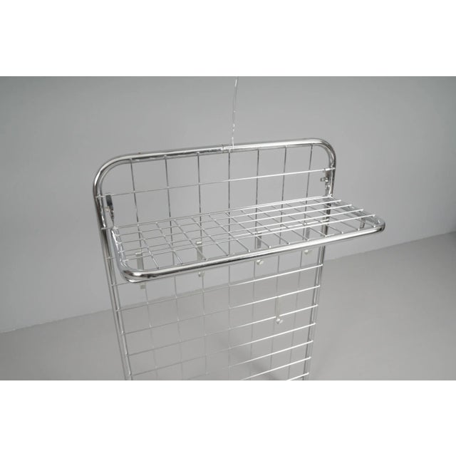 Mid-Century Modern Flexible Chrome Wall Wardrobe with a Hat Bracket and Hanging Basket, 1970s For Sale - Image 3 of 10