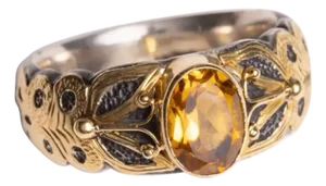 Yellow Sapphire, 18k Gold and Sterling Silver Ring