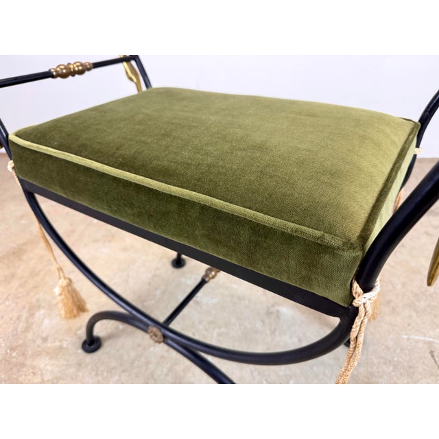 Olive Vintage Maison Jansen Style Vanity Bench For Sale - Image 8 of 12