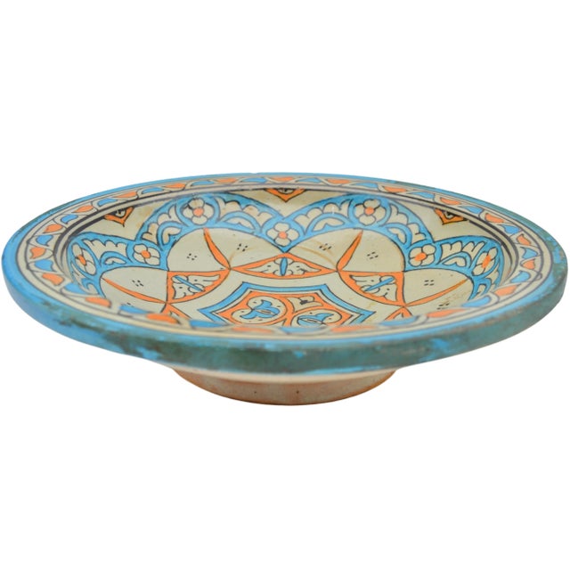 Ceramic Late 19th Century Moorish Blue & Orange Judaica Ceramic Plate For Sale - Image 7 of 10