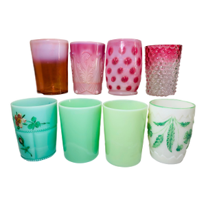 Rare Antique Circa 1930s Art Glass Tumblers Set of 8