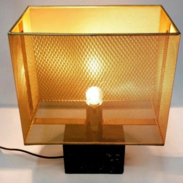 Metal Marble and White Mesh Table Lamp from Lamperti, 1970s For Sale - Image 7 of 9
