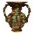 19th Century French Painted Ceramic Barbotine Vase With Vine, Grape & Leaf Decor For Sale