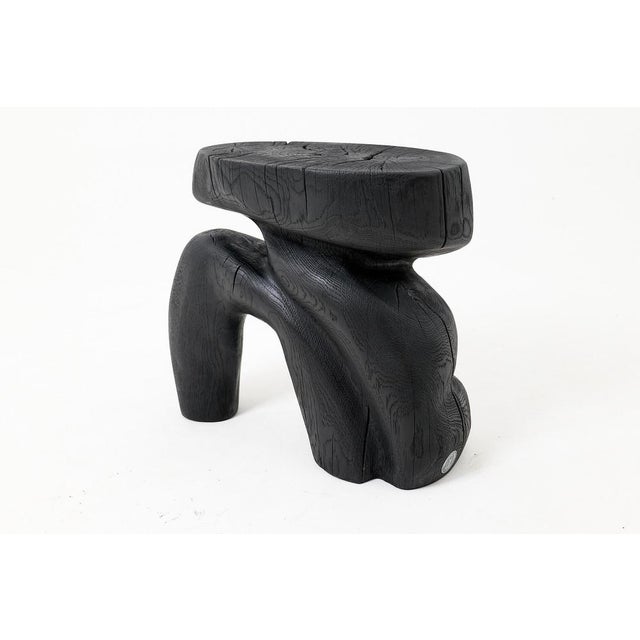 Sculptural Hardwood Stool in Charred Wood by Logniture For Sale - Image 6 of 16