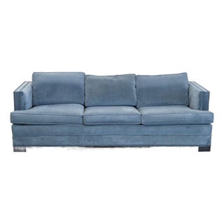 Ethan Allen Astor 3-Seat Blue Sofa – Modern Comfort and Style For Sale