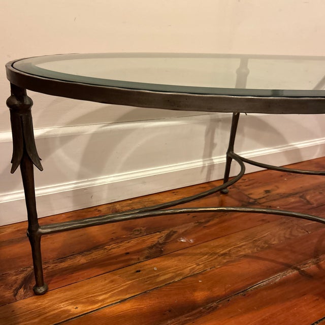 Vintage Heavy Hand Forged Metal and Glass Coffee Table in the Style of Dennis and Leen For Sale In Philadelphia - Image 6 of 12