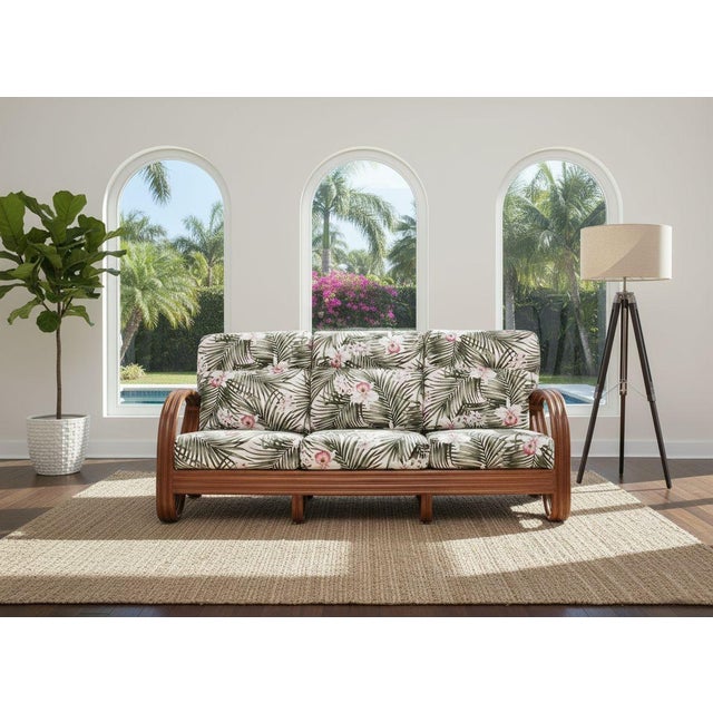 1990s Modernist 3-Strand 3/4 Pretzel "Kauai" 3 Seat Rattan Sofa For Sale - Image 5 of 5
