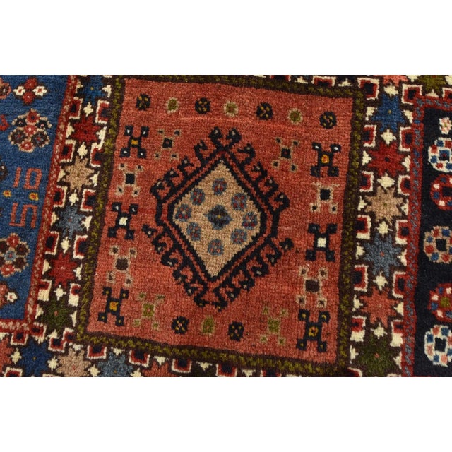 Yalameh Rug 4'10'' X 6'8'' Green Wool Vintage Tribal Hand-Knotted Carpet For Sale - Image 4 of 13