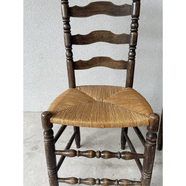 Country-Style Chairs in Walnut and Straw, 1950, Set of 2 For Sale - Image 4 of 17