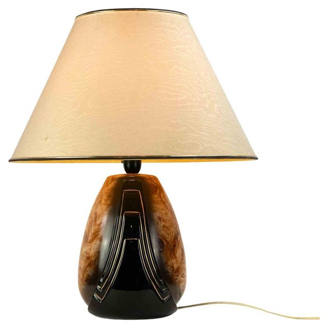 Vintage Art Deco Ceramic and Metal Table Lamp, Italy, 1970s For Sale - Image 9 of 9