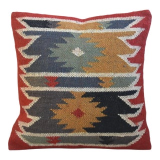 Stunning Southwestern Handwoven Kilim Feather/Down Pillow For Sale