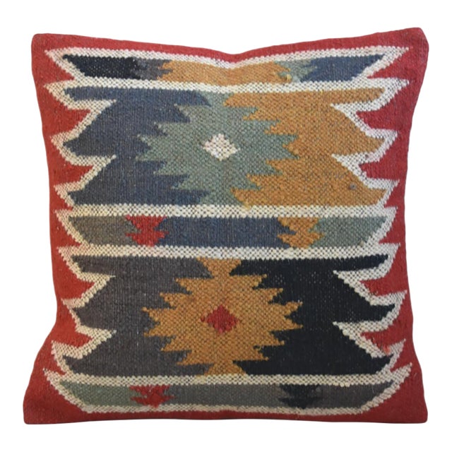Stunning Southwestern Handwoven Kilim Feather/Down Pillow For Sale