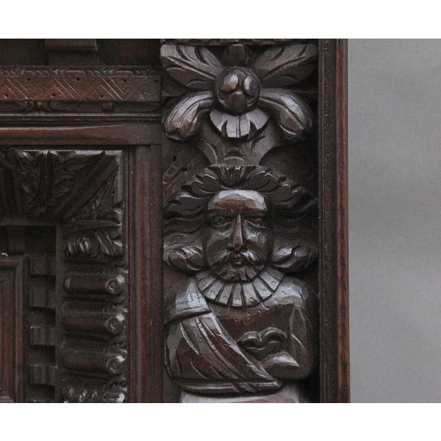 17th Century Carved Oak Overmantle, 1680s For Sale - Image 6 of 10