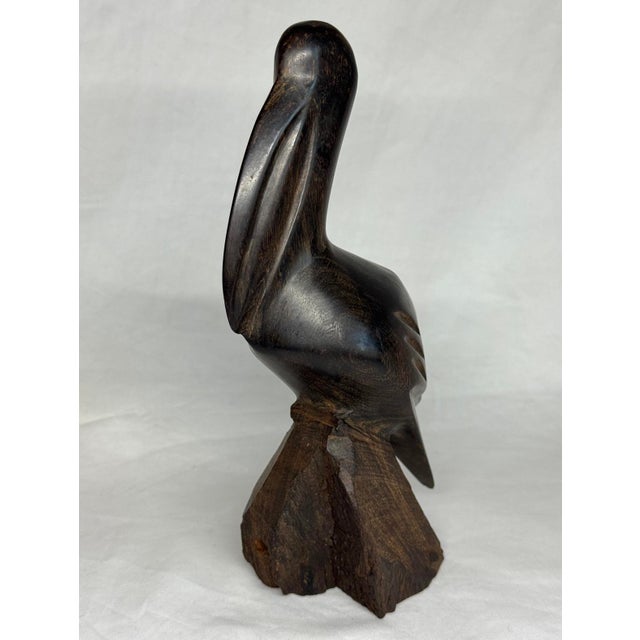 Vintage Carved Dark Wood Pelican Figurine For Sale - Image 10 of 12