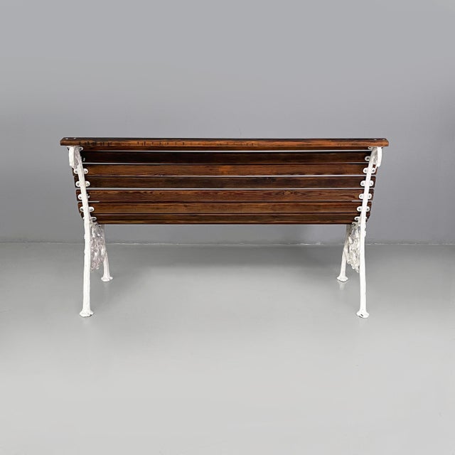 1930s Art Deco Italian Wooden and White Cast Iron Bench, 1930s For Sale - Image 5 of 18