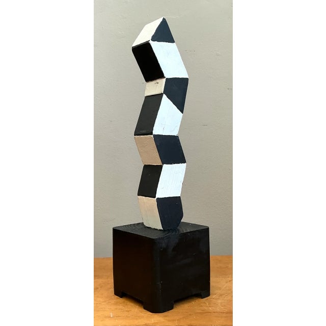 Vintage Geometric Wood Sculpture For Sale - Image 4 of 12