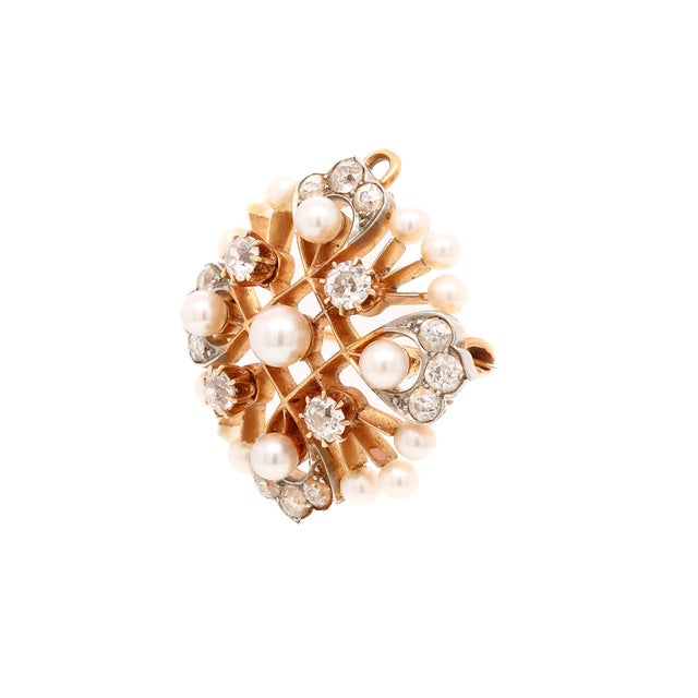 Antique Edwardian 14k Gold, Pearl, & Diamond Convertible Brooch / Pendant For Sale In Philadelphia - Image 6 of 13
