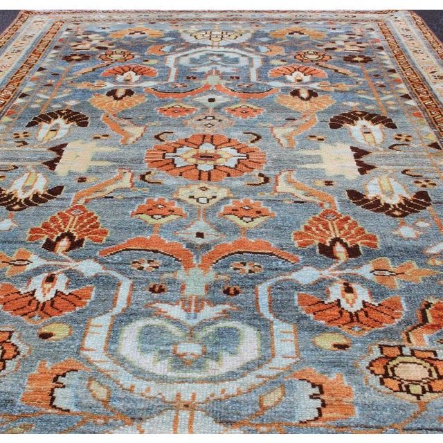 Tribal Antique Persian Malayer Rug With a Blue Field and Stylized Floral Design 3'4 X 4'11 For Sale - Image 3 of 12