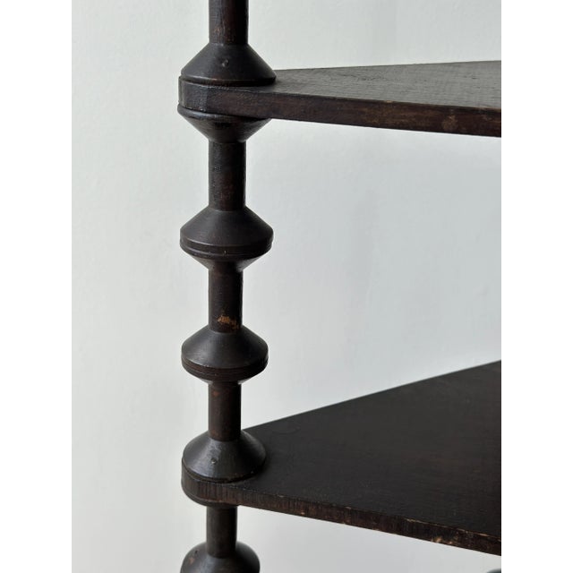 Antique Ebonized Tiered Spool Corner Shelf With Exaggerated Finials, Circa Late 19th Century For Sale - Image 12 of 18
