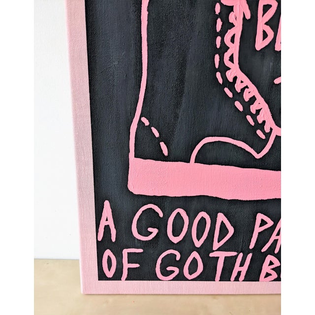 "Nothing Feels Better Than a Good Pair of Goth Boots" Contemporary Abstract Painting by Frances Sousa For Sale - Image 4 of 7