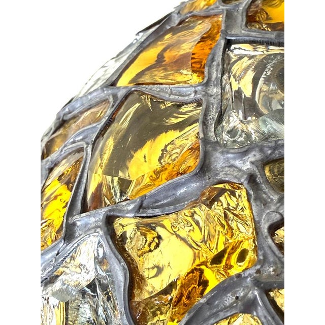 Art Nouveau Austrian Amber and Clear Chunk Glass Globe Pendant, 1910 For Sale - Image 12 of 18