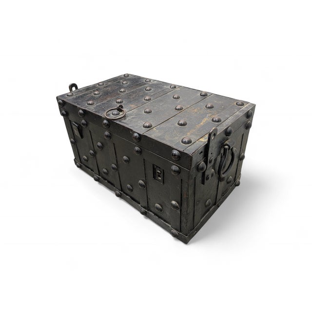 Traditional Iron Armored Chest, 1890s For Sale - Image 3 of 16