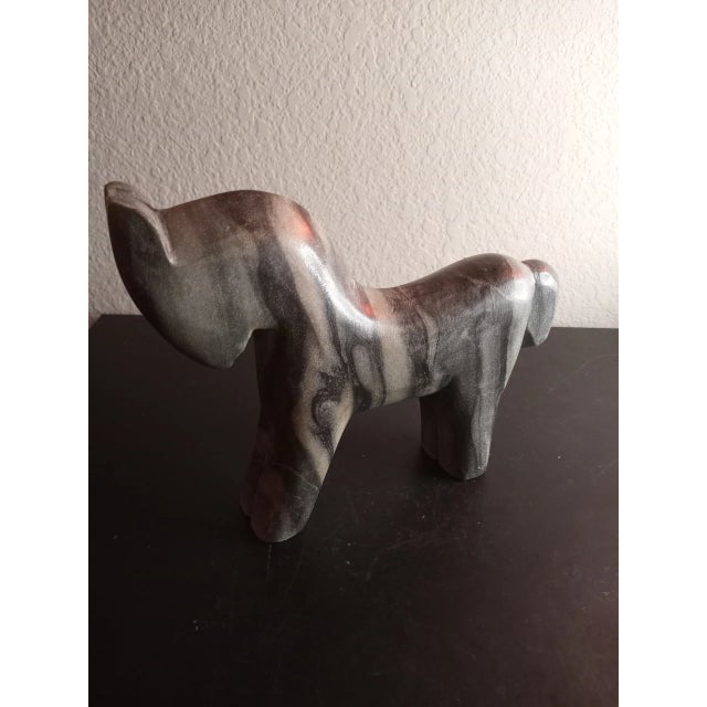 1980s Hand Carved Solid Grey Marble Horse Figurine For Sale - Image 9 of 9