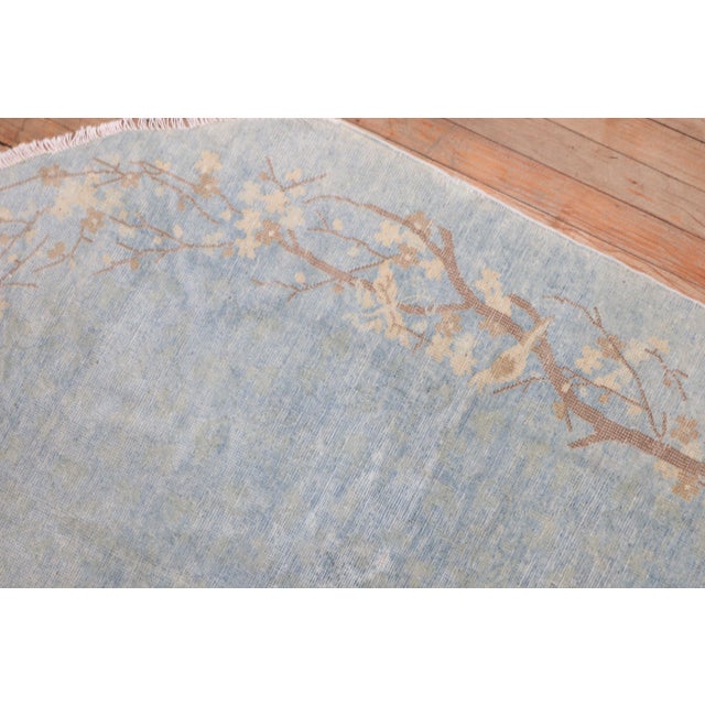 Powder Blue Oval Chinese Rug For Sale - Image 4 of 12