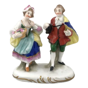 German Porcelain Figurine of a Lady and Gentleman by Alfred Voight A. G., Sitzendorf, Early 20th Century