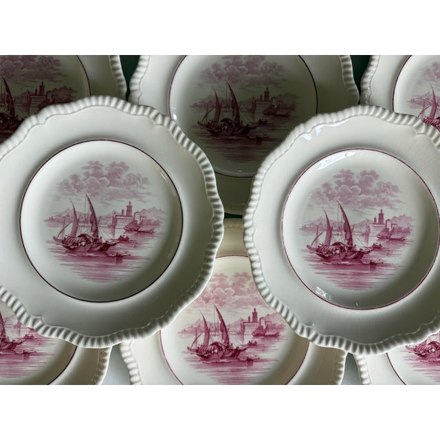 English Vintage Copeland Spode Pink Transferware Dinner Plates - Set of 8 For Sale - Image 3 of 10