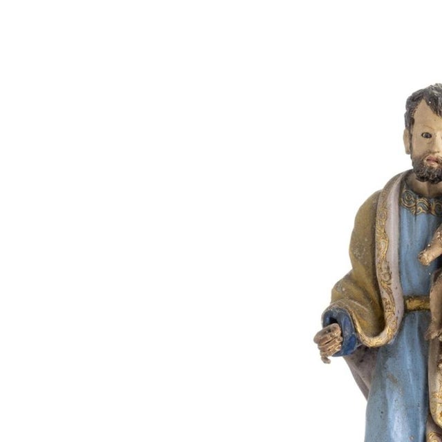 Sacred Art - Saint Joseph with Child Jesus - 19th Century. Portuguese sculpture from the 19th century, in polychrome and...