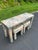 1990s Mid-Century Modern Parsons Console Table With Upholstered Ottomans For Sale - Image 5 of 18