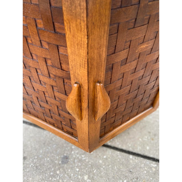 Mid-Century Modern Vintage Lane Perception Side Table with Basketweave Door Fronts With Hexagon Cubby Storage For Sale - Image 3 of 13