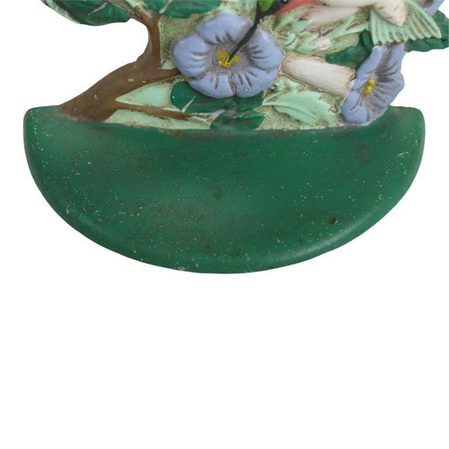 Vintage Midwest Importers Wrought Iron Floral & Figural Hummingbird Door Stop For Sale - Image 4 of 8
