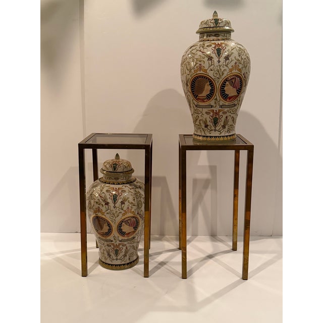Midcentury Modern Tall Aged Brass & Smokey Glass End Tables or Stands -a Pair For Sale - Image 13 of 14
