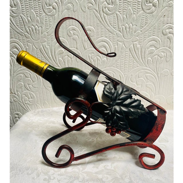 Vintage Mid Century Iron Grapes and Leaves Wine Bottle Holder For Sale - Image 4 of 7