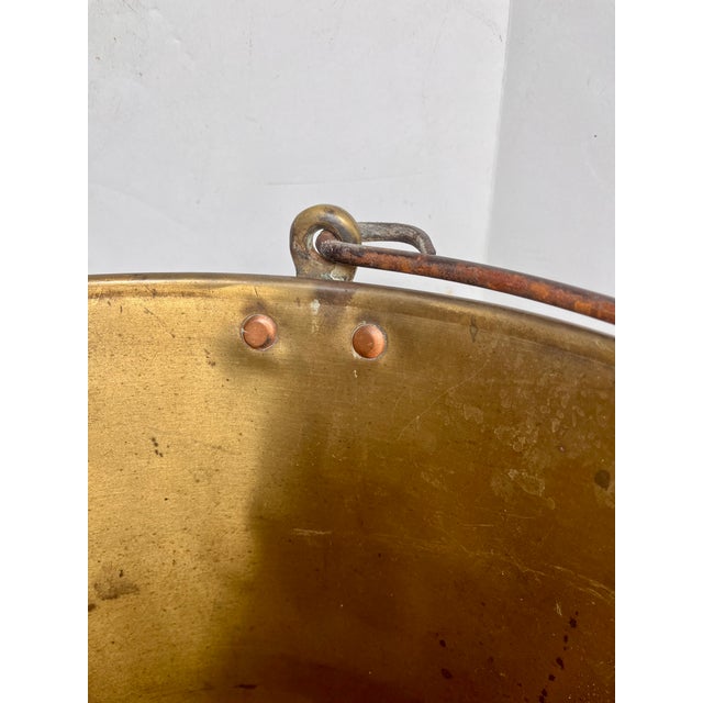 Late 1800s Brass Pot/Cauldron/Planter With Hand Forged Iron Handle For Sale - Image 14 of 15