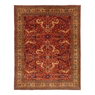 Modern Red Serapi-Style Wool Rug With Allover Design For Sale