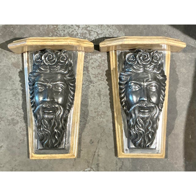 Maitland - Smith Vintage Maitland Smith Neptune Brackets - A Pair For Sale - Image 4 of 12