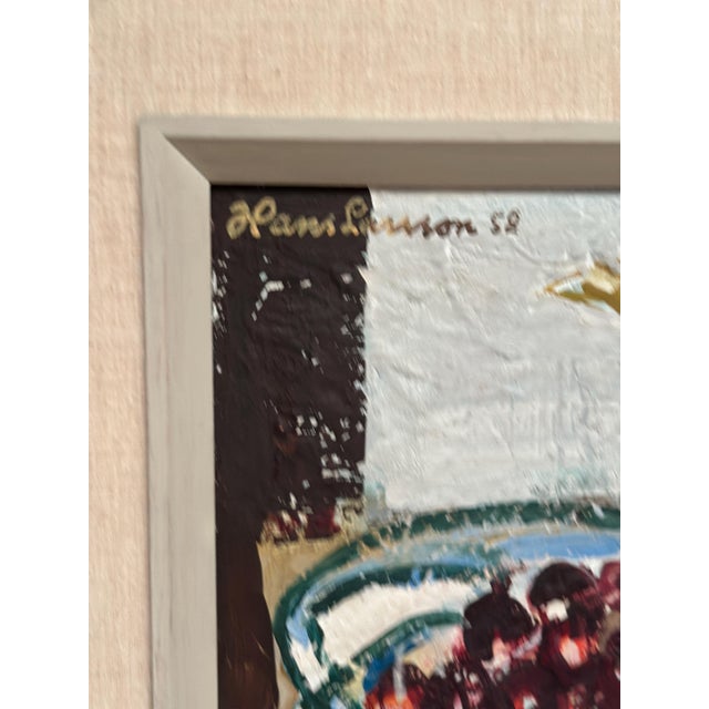 Hans Larsson, Fruits and Teapot, 1952, Oil Painting on Panel, Framed For Sale - Image 10 of 13