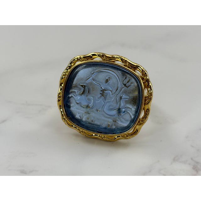 Tagliamonte Venetian Glass Intaglio Ring – 925 Sterling With 18k Gold Plating, Size 6 For Sale - Image 4 of 10