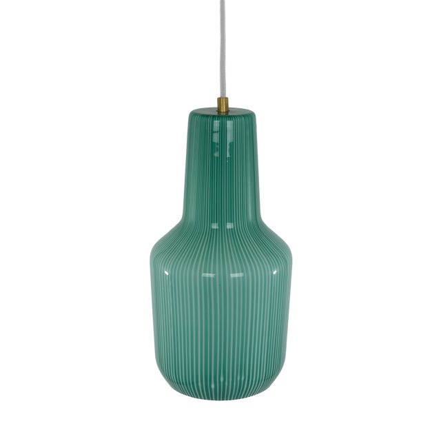 Green Murano Glass Pendant Light by Massimo Vignelli for Venini, 1950s For Sale