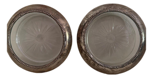 1930s Set of 2 Frank M Whiting Sterling & Crown Sterling Silver Drink Coasters or Ashtrays