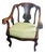 Vintage Queen Anne Mahogany Armchair With Sage Green Upholstery For Sale