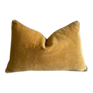 French Cotton Velvet Lumbar Pillow With Jute Trim For Sale